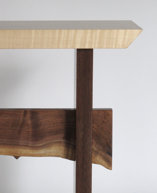 These modern hall console tables by Mokuzai Furniture are available with a live edge table stretcher.  Live Edge wood is an artistic way to create a unique table, connecting nature and your interior design.